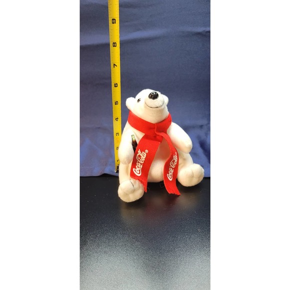 Vintage Coca Cola Polar Bear Plush 1998 Red Scarf and Coke Bottle 6" Bean Bag - Picture 12 of 12